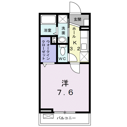 エクレール朝日(1K/2階)の間取り写真