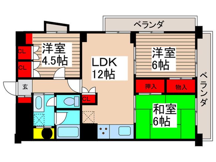 市川藤マンションNO5(3LDK/5階)の間取り写真