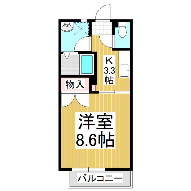 フレグランスマルベリィ(1K/1階)の間取り写真