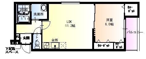 フジパレス諏訪ノ森6番館(1LDK/1階)の間取り写真