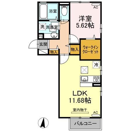 アルカコンネ大淀(1LDK/1階)の間取り写真