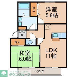 シャンス(2LDK/2階)の間取り写真