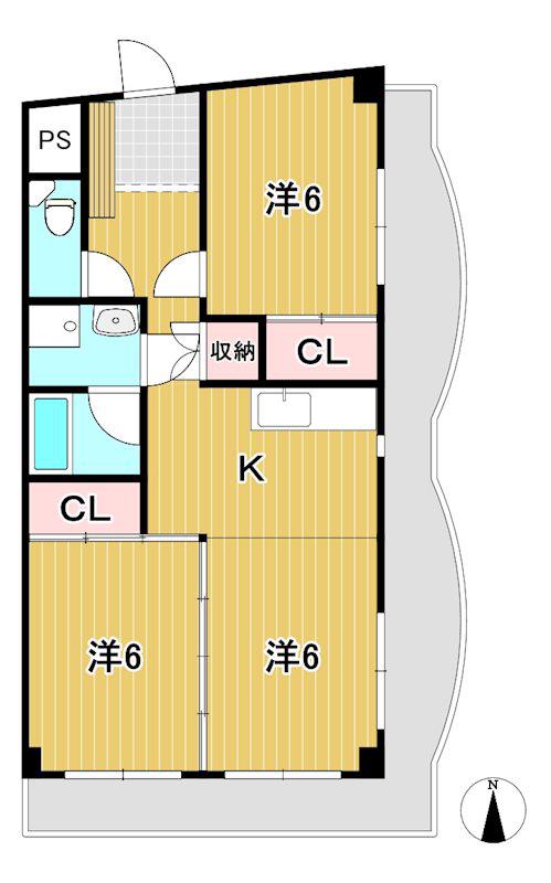 渡辺ハイツ(3K/2階)の間取り写真