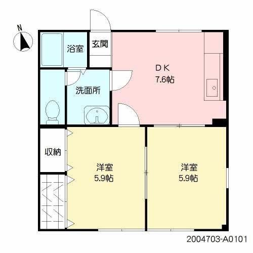 テラスハウスA1(2DK/1階)の間取り写真