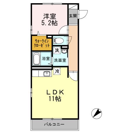京急久里浜線 新大津駅 徒歩2分 3階建 築13年(1LDK/2階)の間取り写真