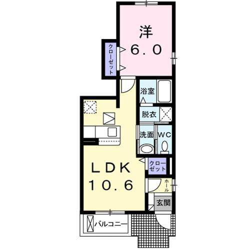 ヴィラ・大堀端B 103(1LDK/1階)の間取り写真