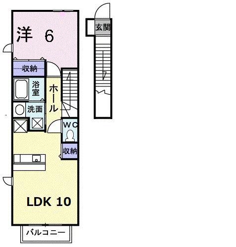グランデュール城北K(1LDK/2階)の間取り写真