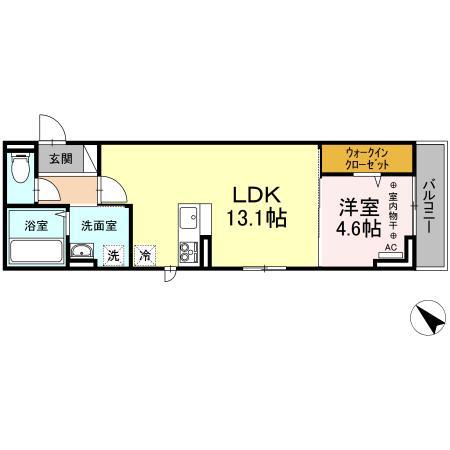 アグノスエーナ(1LDK/3階)の間取り写真