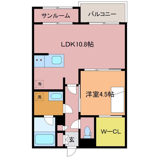 VIA・LATTEA III(1LDK/4階)の間取り写真