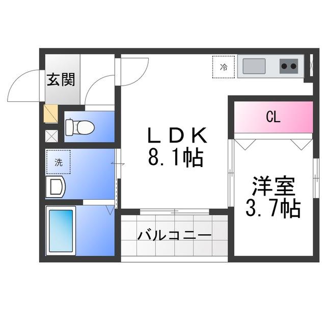 ALEGRIA泉佐野鶴原ノース(1LDK/1階)の間取り写真