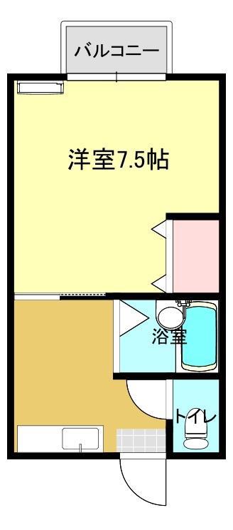 ハイツ北国(1K/1階)の間取り写真