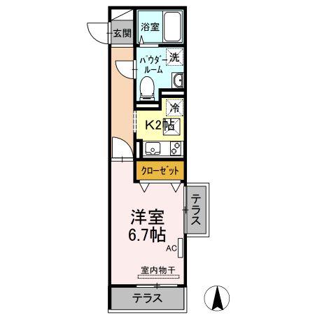 夢りんどうV(1K/1階)の間取り写真