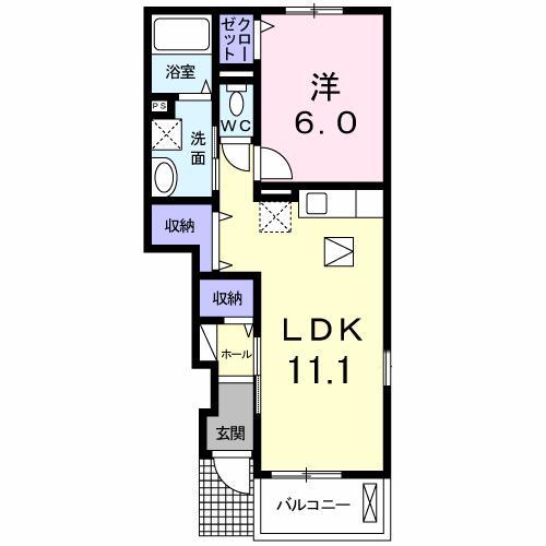 プランドール(1LDK/1階)の間取り写真