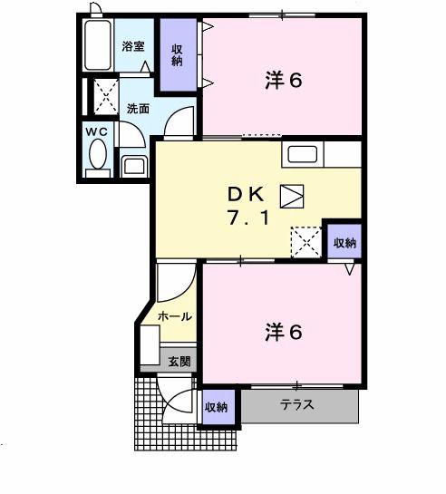 ＪＲ山陽本線 高島駅(岡山) 徒歩5分 2階建 築28年(2DK/1階)の間取り写真