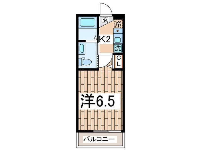 ホライゾンテラス上大岡(1K/2階)の間取り写真