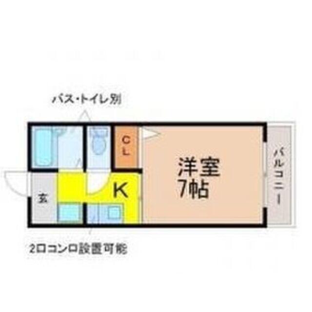 コーポエイト(1K/2階)の間取り写真