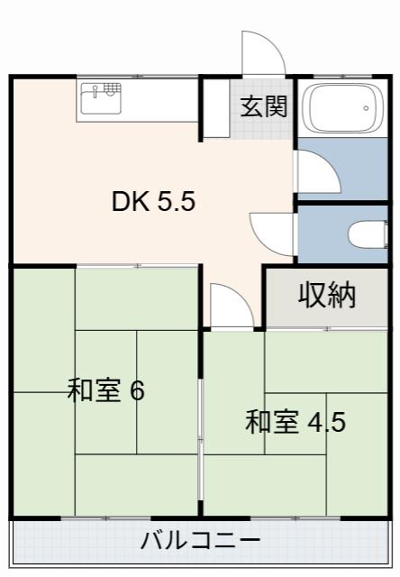 コーポ本郷(2DK/2階)の間取り写真