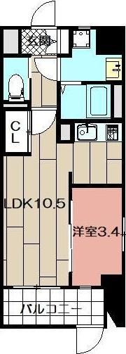 若富士町マンション(1LDK/4階)の間取り写真