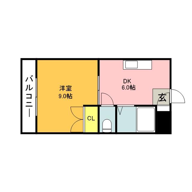 ラフォーレ大和(1DK/2階)の間取り写真