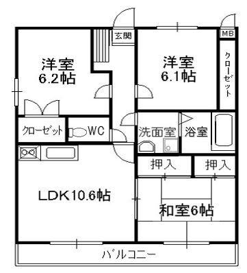 ファインビルド(3LDK/5階)の間取り写真