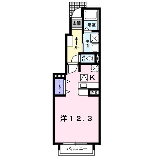 カサブランカA(1K/1階)の間取り写真