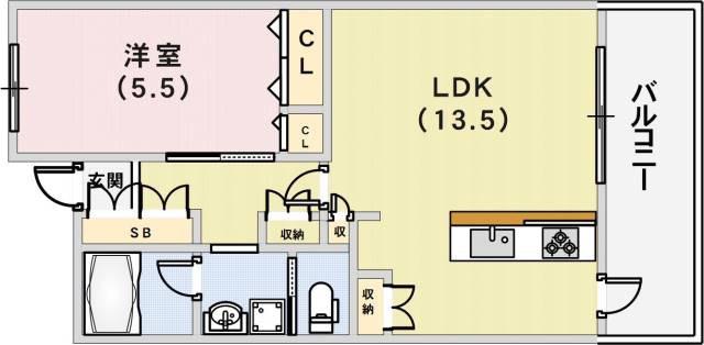アーバネックス神戸駅前(1LDK/11階)の間取り写真