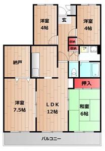 カサベルデ加古川(4SLDK/1階)の間取り写真