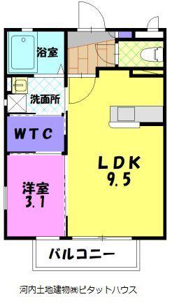 サンビレッジゆいの杜E(1LDK/1階)の間取り写真