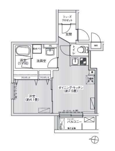 BLESS新中野 ブレス新中野(1DK/2階)の間取り写真
