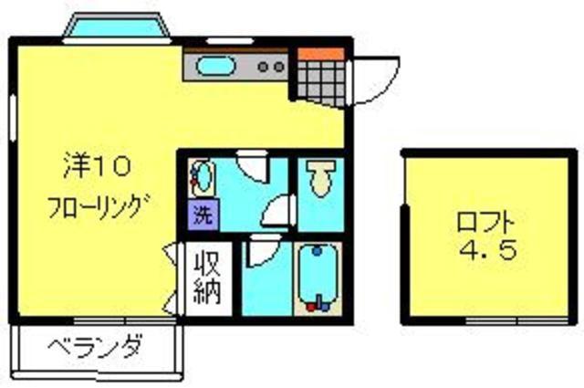 トパーズII(ワンルーム/2階)の間取り写真