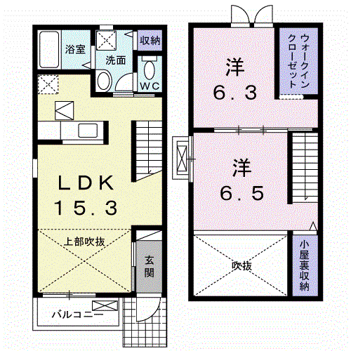 ポルト ボヌール(2LDK/1階)の間取り写真
