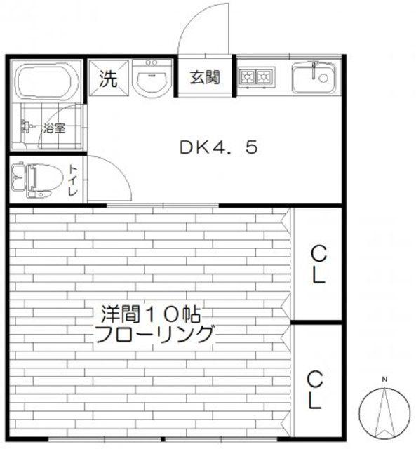 アークタウン(1DK/1階)の間取り写真