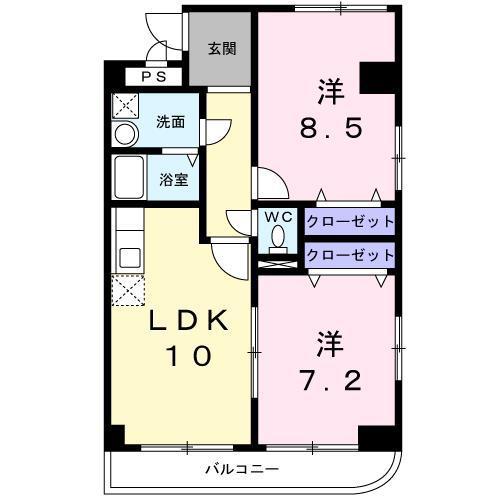 ツ-ノミヤ・プレッソ(2LDK/2階)の間取り写真