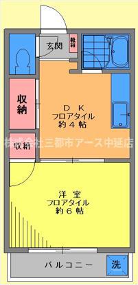 ヒルズ二本木(1DK/2階)の間取り写真