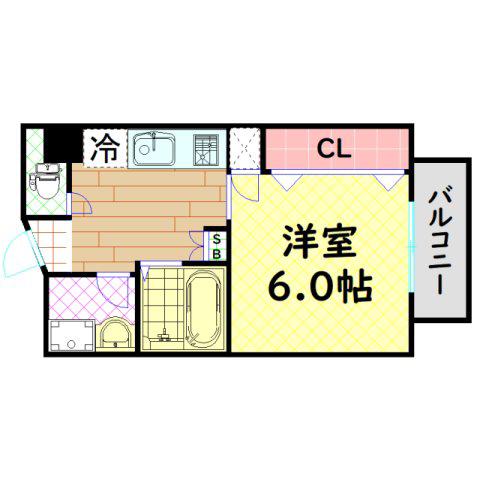URO難波南(1K/6階)の間取り写真