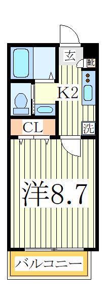 プレジール柏(1K/2階)の間取り写真