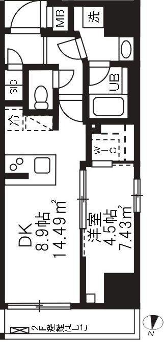 アジールコート板橋本町(1DK/2階)の間取り写真