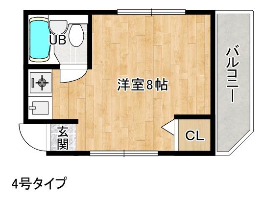 トゥインクル箕面(ワンルーム/3階)の間取り写真