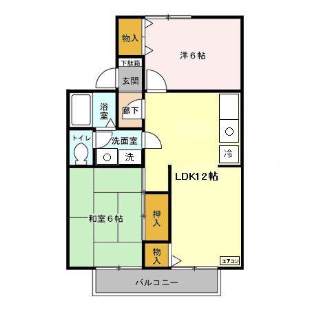 ラ・フランセ壱番館(2LDK/2階)の間取り写真