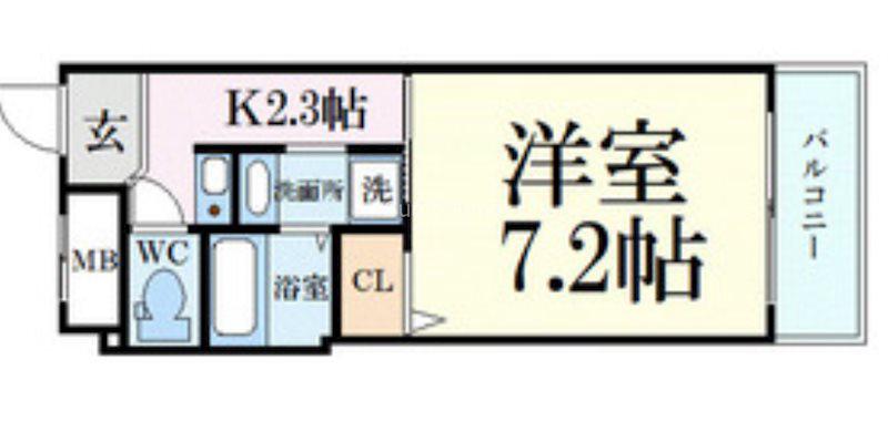 サンクール松屋町(1K/6階)の間取り写真