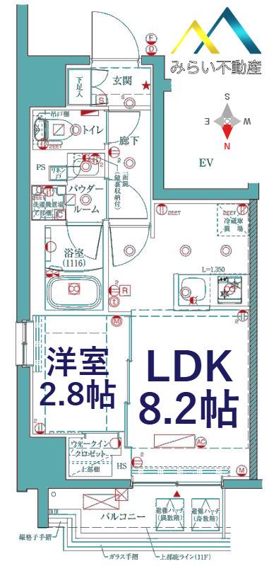 クレイシアIDZ鶴見(1LDK/11階)の間取り写真