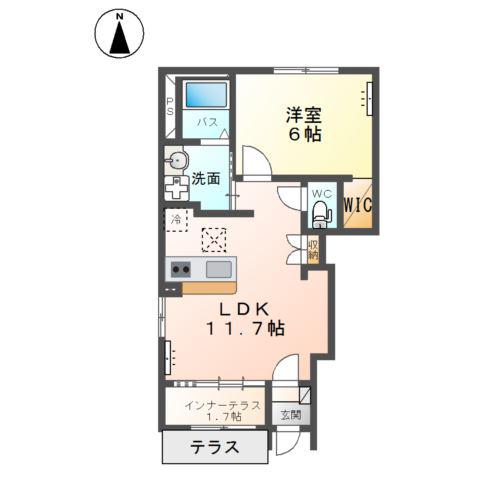 トリムガーデン(1LDK/1階)の間取り写真