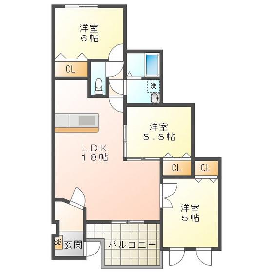 グランディール(3LDK/1階)の間取り写真