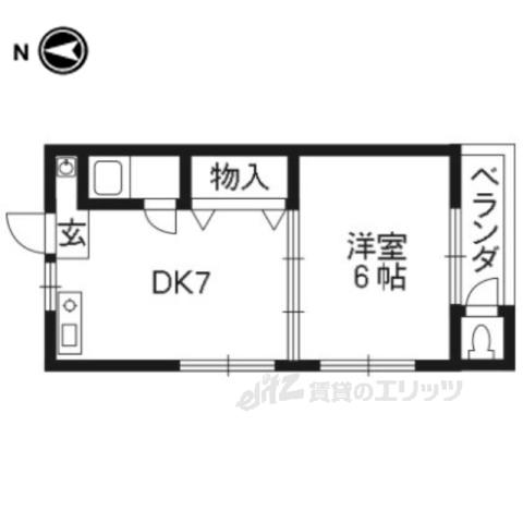 和プレジデント桃山(1DK/2階)の間取り写真