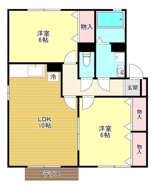 グランドールA(2LDK/1階)の間取り写真