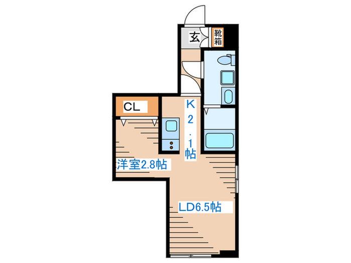 メリディアン吉岡壱番館(1LDK/1階)の間取り写真