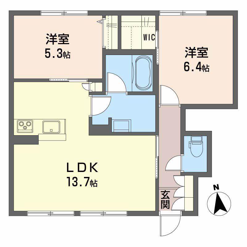 シャーメゾン ルボワ A棟(2LDK/1階)の間取り写真