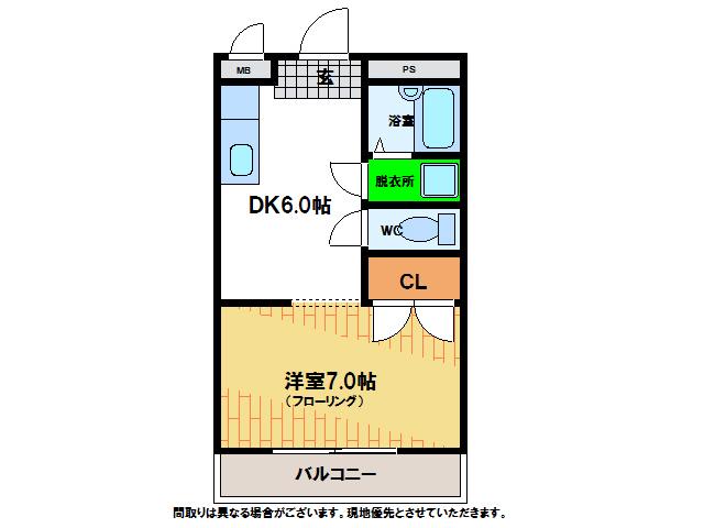 アベニール金村(1DK/2階)の間取り写真