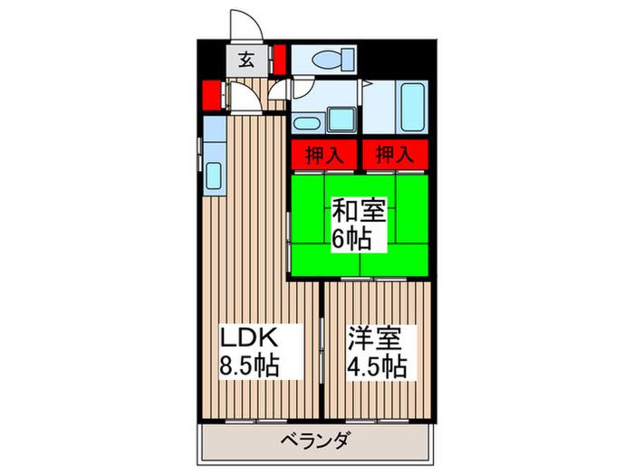 サンセピア(2LDK/6階)の間取り写真