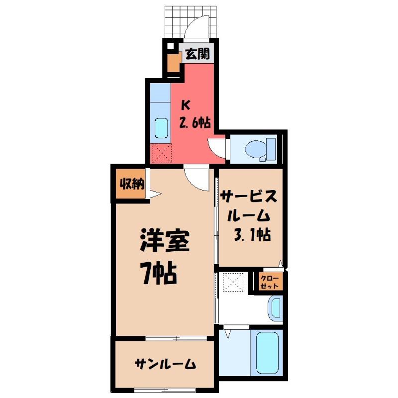 フェリーチェ・カーサ(1SK/1階)の間取り写真